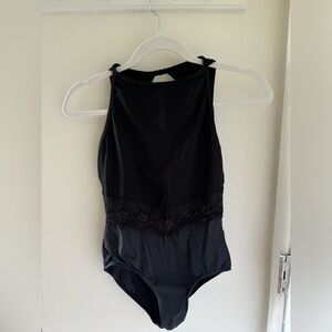 High Neck Lace Detailed Leotard